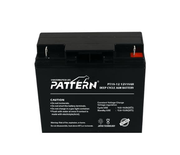 Pattern Deep Cycle AGM Battery, 12V-18Ah